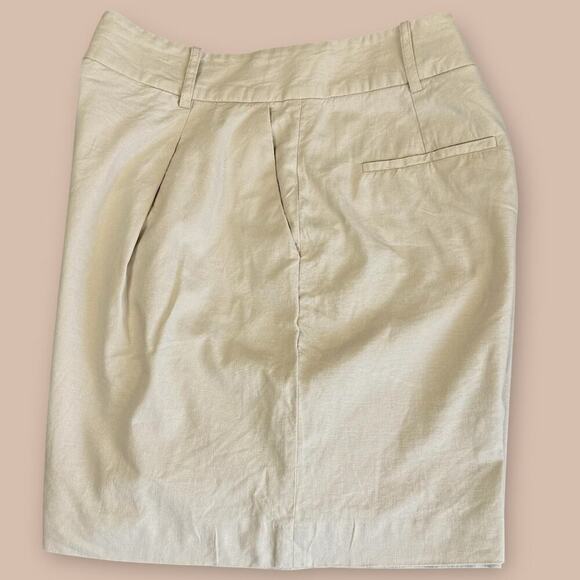 Alex Marie Linen Blend Pleated High Rise Wide Leg Bermuda Shorts Size 12 Neutral - Picture 3 of 11